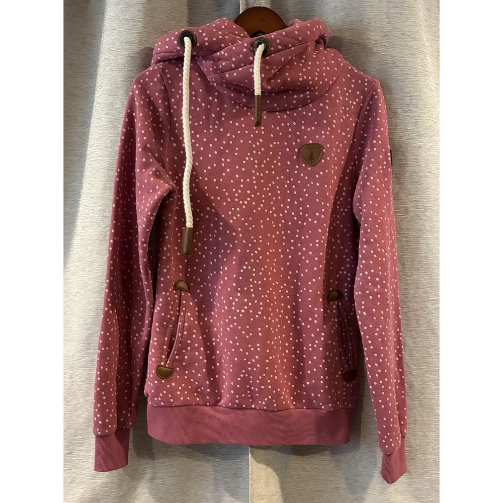 Wanakome Womens Medium Artemis‎ Hoodie Printed Pink With Polka Dots